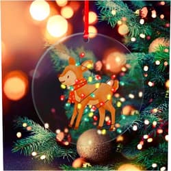 DOREENABE Clear Acrylic Discs with Hole Deer Figurine Tangled in Lights Clear Ornaments Rustic Farm Animal Deer for Boys Girls Clear Christmas Decoration Xmas Gift