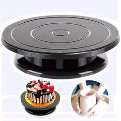 Cangfort Cake Turntable, 11''Cake Stand Decorating Bakery Supplies, Turnable Black Painting Turn Table Stand for Pastries, Cupcakes and Cake Decorations(Black) (Black Small turntable 1PCS)