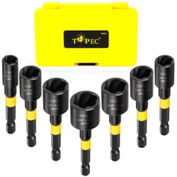 Topec Bolt Extractor Set, 7-Piece Easy Out Screw Extractor Set with Hex Shank, for Removing Broken Screws, Bolts, Nuts and Studs, Quick-Release Stripped Bolt Remover