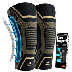 Sportneer Copper Knee Brace for Men & Women - Sportneer Copper Knee Compression Sleeve with Side Stabilizers - Knee Support for Running, Hiking, Working, Basketball, Volleyball, Gym, Meniscus Tear, ACL, Arthritis Knee Pain Relief, A Pair