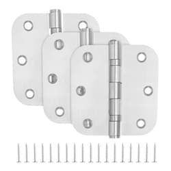 TDCHINGES 3 Pack 3.5 x 3.5 Inch Stainless Steel Door Hinges 3.5 x 3.5 Inch Silver Ball Bearing Door Hinges with 5/8 Radius Corners, 3 1/2 Inches Rounded Interior Door Hinges for Bathroom, Bedroom, Living Room