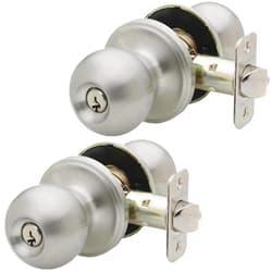 Copper Creek BK2040SS-2 Ball Door Knob, Keyed Entry Function, 2 Pack, in Satin Stainless