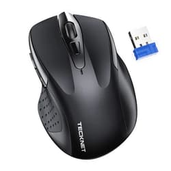 TECKNET Wireless Silent Mouse, Quiet Click, 2.4G Optical Cordless Mouse, 6 Adjustable 4000 DPI, Computer Mouse for Laptop, Chromebook - Black