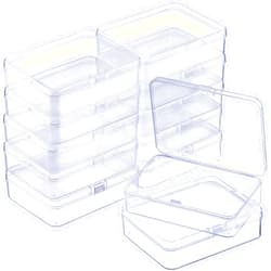SATINIOR 12 Pack Clear Plastic Beads Storage Containers Box with Hinged Lid for Beads and More (4.45 x 3.3 x 1.18 Inch)