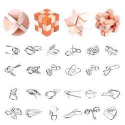 LYiUP Brain Teaser Puzzle for Kids Adults Puzzle Games Wooden and Metal 3D Unlock Interlocking Puzzle Educational Toy 28Pcs