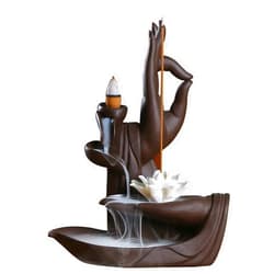 Comeon Backflow Incense Holder Burner Handmade Ceramic Incense Cones Sticks Holder Home Decor Waterfall Backflow Incense Burner Censer + 20 Backflow Incense Cones Gift (Lotus)