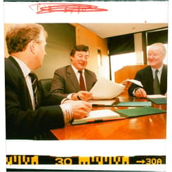 Vintage photo of Kevin Lomax with ross graham and strone macpherson.