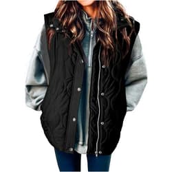 EVALESS Cropped Puffer Vest Women Lightweight Quilted Stand Collar Sleeveless Jackets Fall Spring 2025 Button Zip Up Coat
