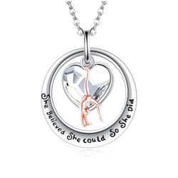 YFN Sport Lovers Jewelry Gifts Sterling Silver Cheerleading Cheer Soccer Golf Volleyball Gymnastics Basketball Ballerina Softball Pendant Necklace for Women and Sport Fans