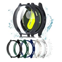 Cuteey 6+6 Pack for Samsung Galaxy Watch 7 Screen Protector Case 40mm, Hard PC Bumper Cover with Anti-Fog Tempered Glass Protective Film for Galaxy Watch 7 Accessories Neutral 40mm
