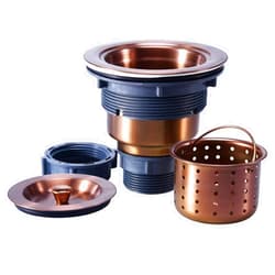 KONE 3/1-2 Inch Sink Drain Assembly Antique Copper Kitchen Sink Drain Kit Copper Stainless Steel Sink Basket Strainer Rubber Stopper, Sealing Lid/Removable Deep Waste Basket for Home, Kitchen