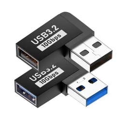 Rgzhihuifz 2 Pack USB 3.0 Adapter 90 Degree Male to Female Combo Vertical Up and Down Angle Coupler Connector，USB 3.0 Male to Female 90 Degree Right Angle Extension Adapter