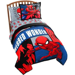 Jay Franco Marvel Spiderman Webbed Wonder 5 Piece Twin Bed Set - Includes Comforter & Sheet Set - Bedding Features Spiderman - Super Soft Fade Resistant Polyester - (Official Marvel Product)