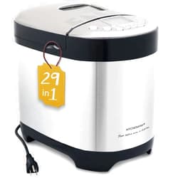KITCHENARM 29-in-1 SMART Bread Machine with Gluten Free Setting 2LB 1.5LB 1LB Bread Maker Machine with Homemade Cycle - Stainless Steel Breadmaker with Recipes Whole Wheat Bread Making Machine