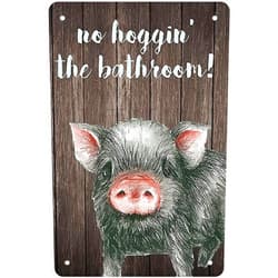 Pzecaru Retro Pig Metal Tin Sign No Hoggin The Bathroom Poster Vintage Wall Decor Gift For Bathroom Restaurant Farm Bedroom Cafe School Metal Plaque 8x12 Inch