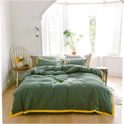 AIGOEGJJWWGGN Blue s Embroidery Bed Set Washed Cotton Bedding Winter Thicken Bed Linen Double Bed Rounded Sheet Pillowcases Colour 4 Queen Size 4pcs (Colour 2 King Size 4pcs)