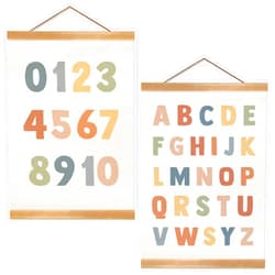 ZTGDA Alphabet Numbers Poster Set of 2, Alphabet Numbers Wall Art, ABC Banner Poster, Wall Hanging Decor for Toddler Room Playroom Nursery Wall Classroom Decor (12x16inch Abc)