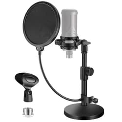InnoGear Mic Stand Desk, Adjustable Desktop Microphone Stand Table with Shock Mount Mic Clip Pop Filter 3/8