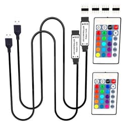 GXILEE USB Led Light Controller, 5V Led Light Remote Replacement with 24 Key Infrared Remote for 5v 4 pin 5050 2835 RGB LED Strip Light, 2 Pack(Not APP Control)