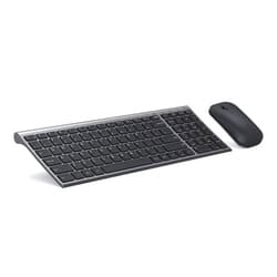 seenda Rechargeable Wireless Keyboard Mouse, Ultra Thin Low Profile Wireless Keyboard and Mouse with Number Pad, Quiet Portable Combo Compatible for Windows XP/7/8/10/11/11 Pro, Black and Grey