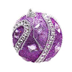 Konxxtt Christmas Rhinestone Glitter Baubles Balls Xmas Tree Ornament Decoration Create A Festive Atmosphere Party Supplies(Purple,G)