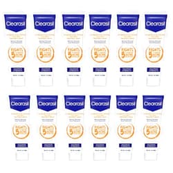 Clearasil Stubborn Acne Control 5in1 Spot Treatment Cream, Maximum Strength, Benzoyl Peroxide Acne Medication, Fights Blocked Pores, Pimple Size, Excess Oil, Acne Marks & Blackheads, 1 oz (Pack of 12)