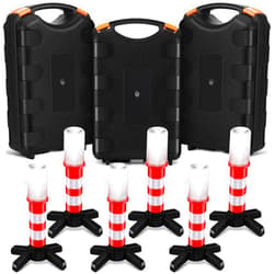Riakrum 6 Pcs LED Road Flares Emergency Warning Light Bright Red Highway Beacon Safety Strobe Light Roadside Flares Lights with Magnetic Bases and Detachable Stands for Car Truck Vehicles (Batteries Excluded)
