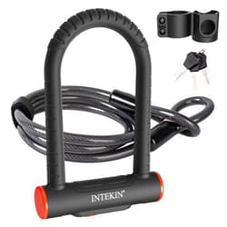 INTEKIN Bike U Lock Heavy Duty Bike Lock Bicycle Lock, 16mm U Lock and 5ft Length Security Cable with Sturdy Mounting Bracket for Bicycle, Motorcycle and More