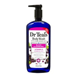 Dr Teal's Body Wash with Pure Epsom Salt, Black Elderberry with Vitamin D & Essential Oils, 24 fl oz