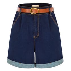 Belle Poque Women Jean Shorts Beach Shorts Folded Hem Jeans Shorts