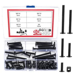 Bnnrjia 60 Pcs Crib Hardware Screws, Baby Bed Crib Screws Replacement Set, Hex Socket Head Cap Crib Baby Bed Bolt and Barrel Nuts for Chair Cabinets Cots Cribs Furniture Screws, M6x(20/30/40/50/60mm)