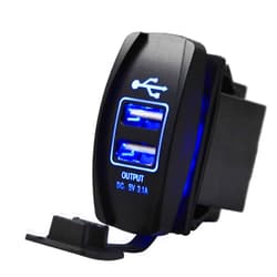 XJMOTO Dual USB Charger Rocker Switch Blue Backlit 12V-24V Compatible with UTV Ranger RZR XP Turbo Commander Maverick X3