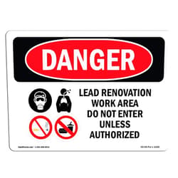 SignMission OSHA Danger Sign - Lead Renovation Work | Plastic Sign | Protect Your Business, Construction Site, Warehouse & Shop Area | Made in The USA