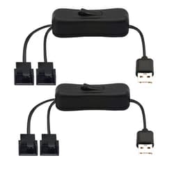 PNGKNYOCN 40cm USB to Dual 3-Pin / 4-Pin PWM 5V USB Sleeved Fan Power Adapter Cable, with ON/Off Toggle(2-Pack)