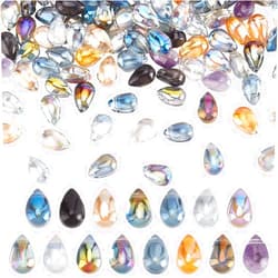 PH PandaHall 150pcs Teardrop Glass Beads 15 Colors Water Drop Glass Beads Top Drilled Teardrop Crystal Charms Electroplate Glass Pendants for DIY Necklace Bracelet Earring Jewelry Making 6x9 mm