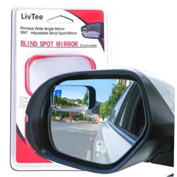 LivTee Blind Spot Mirror, Rectangle Shaped HD Glass Frameless Convex Rear View Mirror with wide angle Adjustable Stick for Cars SUV and Trucks, Pack of 2