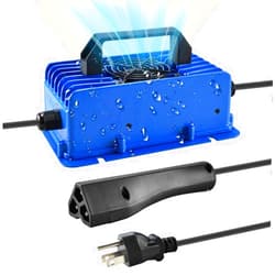 Abakoo 48V 10A RXV Golf Cart Battery Charger for Ez-Go EZgo TXT, with RXV Plug 3 Prong Connector, IP67 Waterproof, Blue
