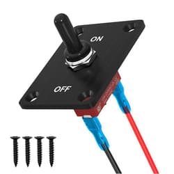 RVBOATPAT Heavy Duty Waterproof Toggle Switch 12V DC 30A 2 Pin SPST ON/Off Toggle Switch with Mounting Panel for Marine Boat Automotive