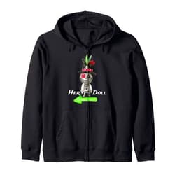 Dibble Dabble Designs Matching Couples Voodoo Her Voodoo Doll Halloween Matching Couples Costumes Zip Hoodie