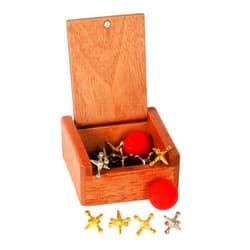WE Games Metal Jacks Game, Retro Game with 2 Sets of Metal Jacks and Ball in Keepsake Wooden Box, Nostalgic Toy Set for Kids and Adults, Old Fashioned Floor Games, Jacks and Ball Travel Game Set