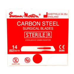 SWANN-MORTON Swann Morton No.14 STERILE Carbon Steel Scalpel Blades - Box of 100 - Brand New Stock Dated 2023 - Made in England (UK) - Finest Precision Blades - Durable Quality for Experts & Professionals