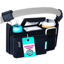 Swanoo Stroller Caddy Stroller Organizer With Cup Holder, Non Slip Straps Stroller Bag for Phone, Pet Stroller Accessories, Universal Fits Uppababby Vista v2 Wonderfold Wagon, Doona and More