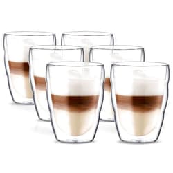 BODUM Pilatus Set of 6 Double-Walled Glasses, Glass, Transparent, 35 cl
