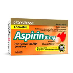 GoodSense Aspirin 81 mg Pain Reliever (NSAID) Chewable Tablets, Low Dose Aspirin, Orange Flavor
