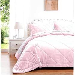 RESTURA 100% Egyptian Cotton 3 Piece Simple Diamond Pattern Comforter All Season Comfortable & Soft-Made Using Premium Quality Raw Materials (Twin XL, Pink)