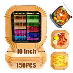 ZOWVAAM Air Fryer Disposable Paper Liner Square 10 Inch, 150PCS Large Air Fryer Parchment Paper Liners, Non-stick Air Fryer Paper Pads, Baking Paper Oil Resistant, Waterproof for Baking Roasting Microwave