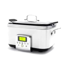 GreenPan Elite 8 - in -1 Programmable 6QT Electric Slow Cooker, Dishwasher Safe Lid & Removable Crock, PFAS-Free Healthy Ceramic Nonstick Multi-Cooker, Sear, Sauté/Brown, Steam Basket, Roast, White