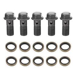 Keenso 5 Pcs Brake Banjo Bolt, Motorcycle Banjo Bolts for Brake Caliper Master Cylinder & 10 Pcs Banjo Washers(M10×1mm)