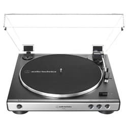 Audio-Technica AT-LP60X-GM Fully Automatic Belt-Drive Stereo Turntable, Gunmetal/Black, Hi-Fi, 2 Speed, Dust Cover, Anti-Resonance, Die-Cast Aluminum Platter