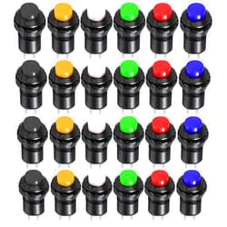 Gebildet 24pcs 12mm Momentary Push Button SPST ON/Off AC 250V/1.5A 125V/3A, Lockless Mini Round Button for Car Trumpet, PC, Table Lamp, Home Doorbell